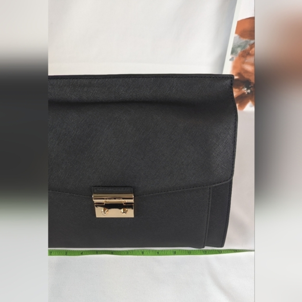 Michael Kors Essex Satchel Black Saffiano Leather Laptop Bag Briefcase Crossbody - Picture 8 of 16